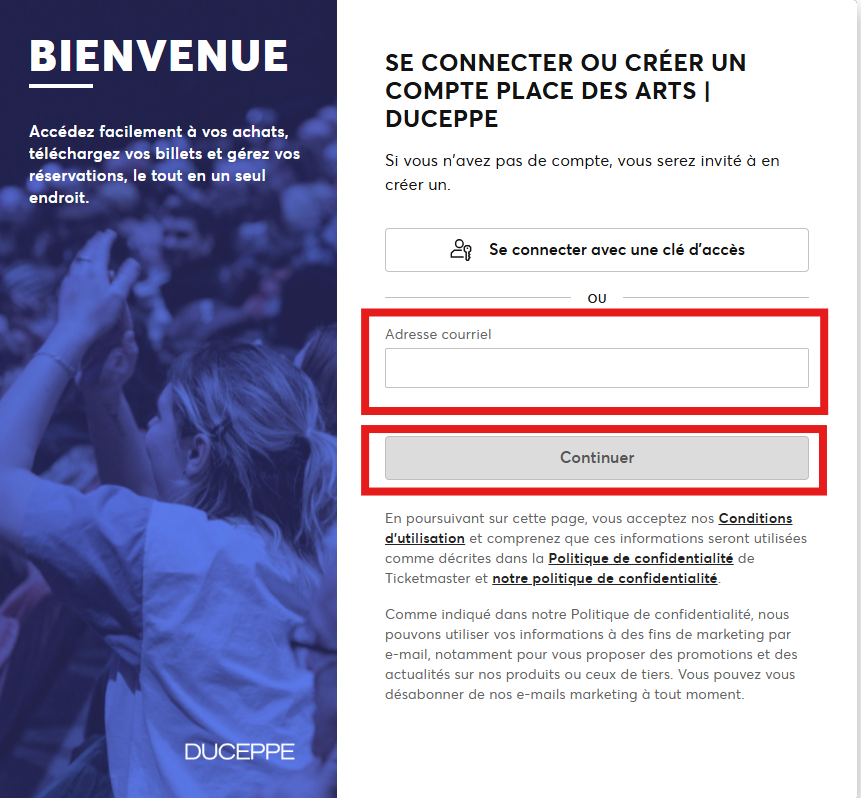 Se connecter - 3e étape