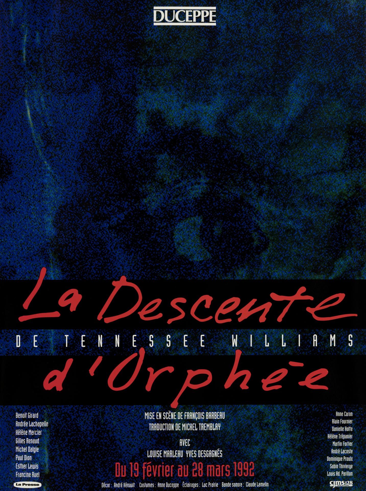 Web 1991 1992 La Descente D Orphee Affiche 001